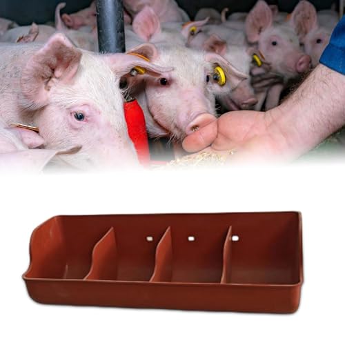 Pig Trough,Food Feeder,Small Animals Waterer,4 Compartment Farm Animal Supplies,Feeding Livestock Pets Fodder Slot,Pig Manger