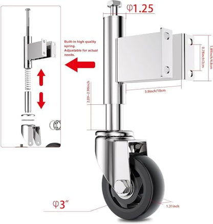 Spring Loaded Gate Casters 3” Heavy Duty Gate Caster Wheels with Hardware 220 Lbs Load Capacity, Pack of 2 - style: 3 Inch 2 Pack