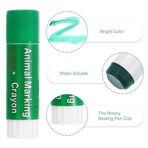 PATIKIL 1.1" x 4.41" Livestock Marker, Highly Visible, 12 Pcs Paint for Marking Animal Skin, Hide, Pelt, Wet and Dry for Cattle Heat, Green