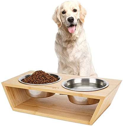 Pet Feeder Stainless Steel Dog Bowls Replacement 2-Pack Food Bowl, 7.5" Wide, 2.7" Height Water Metal Bowls for Raised Feeder with Opening 7"-7.4" - color: Double Pack, size: 5 cup (Standard)