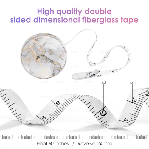 Sewing Tape Measure，Colour Printed Small Retractable Soft Measuring Tape for Tailor Cloth Fabric Body Measurements. - color: Gray Marble
