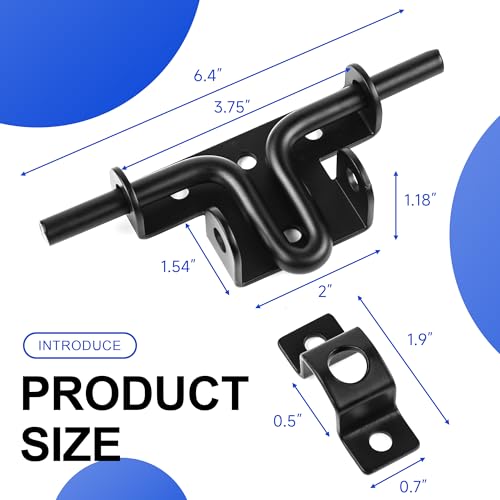Slide Bolt Gate Latch with Padlock Hole, Heavy Duty Fence Slide Latches Outdoor Doors for Wooden Fence, Shed Door, Vinyl Door - size: 1 Pack