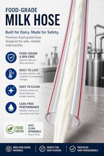 Premium Food-Grade Milk Hose, Clear, BPA Free, Flexible Tubing with 59-Inch Cleaning Brush for Dairy Applications (1/2" Milk Hose and Pulsator Hose + Brush) - size: 1/2" Milk Hose and Pulsator Hose + Brush