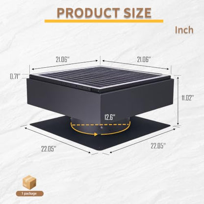 Solar Roof Vent Fan, 60W Dual Power Attic Fan with Thermostat &,A2 | 60W monocrystalline solar panel, dual power backup, 3-speed remote & 25°C auto-start, 2500m³/h high airflow, quiet <45dB - color: A2