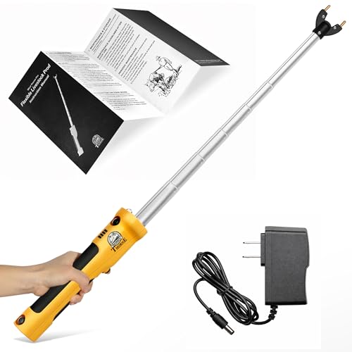 Retractable Cattle Prod, Rechargeable Livestock Prod with LED Light, Waterproof Animal Herding Tool for Cattle, Pigs and Goats, Heavy Duty Livestock Management(42in)