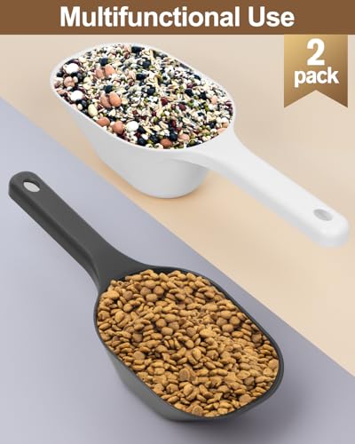 2 Pack Dog Food Scoop, 1 Cup Pet Food Scoop With Measuring Lines (Black and White) - color: Black/White