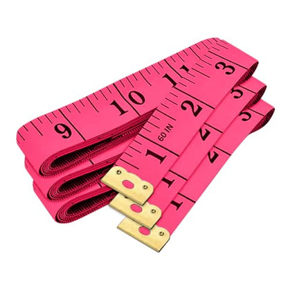 3-Pack Measuring Tape for Body Measurements: Waist, Chest, Bust, Shoulders, Hips, Arms, etc, Perfect Soft Flexible Tape Measure Double Scale Accurate Tracking Fitness Weight Loss Sewing Handcrafts - color: Pink