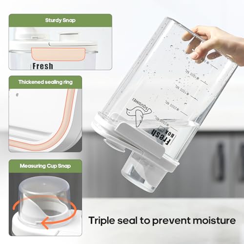 1.7 Qt/1.6 L Bird Seed Storage Container with Lids Airtight Measuring Cup, Bird Seed Dispenser Pet Food Container Are Used to Store Bird Food, Chicken Feed BPA Free (1.6L, White) - color: 1.6L,/White