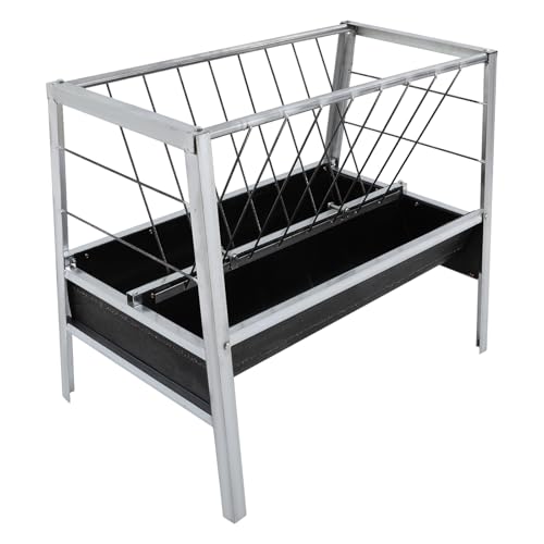 Pasture Grain & Hay Feeder, 43 Gallon Capacity Livestock Feeder, Goats, Calves, Cow, Hay Feeder, Steel Frame & Deeper Feeding Pan