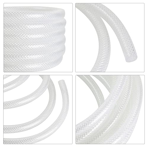 1’’ ID × 1-19/64" OD - 50 ft Clear Braided Hose Plastic Vinyl Tubing, High Pressure Flexible Reinforced PVC Tube for Transfer Water Air Oil, BPA Free & Non-Toxic - size: 1" I.D., style: 50 FT