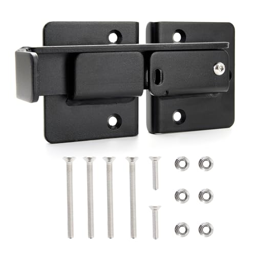 Flip Latch Gate Latch 1 Pack, Robust Iron Safety Latches for Wooden/Metal Gates, Barn Door Lock with Easy Installation for Fence, Shed, Cabinet (Black) - size: Flip Gate