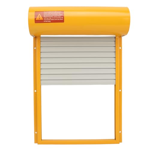 Zerodis Automatic Chicken Coop Door, Solar Powered Opener with Timer Light Sensor HD LED Display, Iron Metal Plastic Frame for Chicken Duck Goose Poultry Safety (Yellow) - color: Yellow