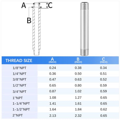 ChillWaves 304 Stainless Steel Pipe Fitting, Nipple Cast Pipe 1" NPT Male x 1" NPT Male Thread 8" Length(200MM)(1-PACK) - size: 1" NPT, style: 8" Length(200MM)