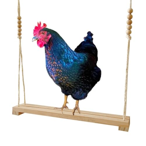Chicken Swing Toy, Wooden Hen Swing Hanging Chicken Perch Ladder Swing Wood Stand Decorative Chicken Coop Accessories Toys Supplies for Rooster Chicken Owners & Lovers