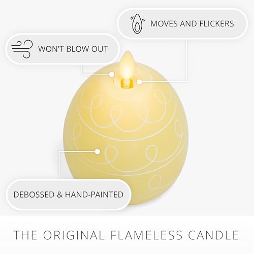Luminara Easter Egg Candle - Lemon Chiffon 3.1" x 4.3" - Flameless Real-Flame Holiday - Inspired Decor - AA Batteries - Flickering LED Flame - color: Lemon Chiffon