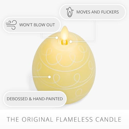 Luminara Easter Egg Candle - Lemon Chiffon 3.1" x 4.3" - Flameless Real-Flame Holiday - Inspired Decor - AA Batteries - Flickering LED Flame - color: Lemon Chiffon