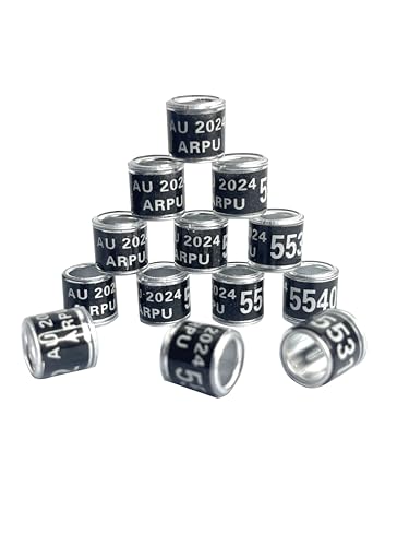 100Pcs Multicolor 8mm Aluminium Leg Rings for Poultry, 2026 AU Marked Bird Foot Rings with Words, Durable Chicken Leg Rings, Ideal for Chickens, Doves, Quail, Baby Birds, Durable and Reusable - color: Black