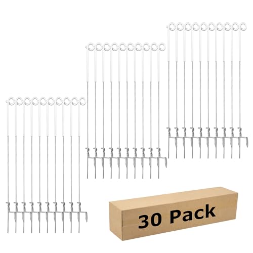 Fence Shock 30 Pack 41 Inches Systems Pig Tail Step-in Fence Post, Portable Stainless Steel Single Rope Poles/Stakes for Electric Fence, Garden, Farm, Flower Beds, Walkways, Fountains - White - color: White