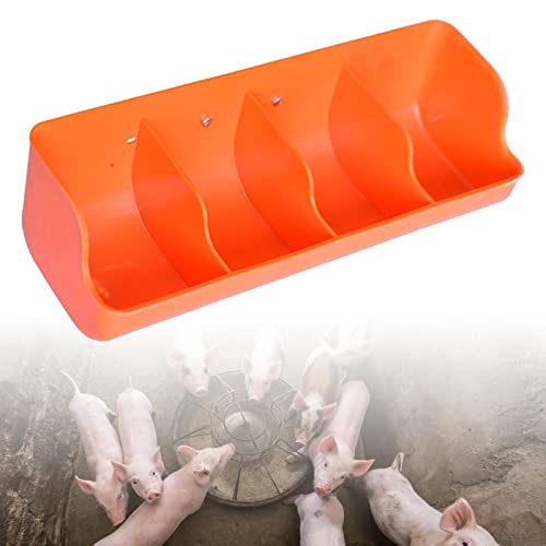 Piglet Feed Trough for Sow Milk and Water Supply - Piglet Waterer and Milk Feeder for Piglet Rearing Equipment- 4 Slot Orange