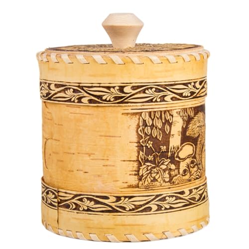 STP GOODS Birch Bark Container | Storage Container, Kitchen Container - color: Squirrels