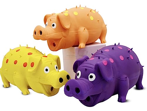 Squeaky Pig Dog Toys, 2 Pack Grunting Pig Dog Toy that Oinks Grunts for Small Medium Large Dogs, Grunting Pig Sound Play Dog Toy(Green,Orange) - color: Orange and Green