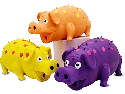 Squeaky Pig Dog Toys, 2 Pack Grunting Pig Dog Toy that Oinks Grunts for Small Medium Large Dogs, Grunting Pig Sound Play Dog Toy(Green,Orange) - color: Orange and Green