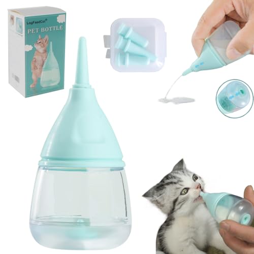 Kitten Bottles for Nursing,Puppy Bottles for Nursing Puppy Milk, Anti-Choking Puppy Feeder Design,with 3pcs Replaceable and Reusable Silicone Nipples for Feeding Newborn Pets (Blue, 40ml+3pcs) - color: Blue, size: 4 Count (Pack of 1)