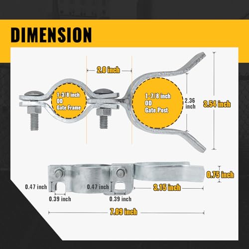 VIVIDA 1-3/8" x 1-7/8" Chain Link Gate Latch, Fence Fork Latch for Metal Gates with Padlock Hole, Galvanized Steel, Chain Link Fence Parts, 1 PCS - size: 1-3/8" x 1-7/8" (1 PCS)