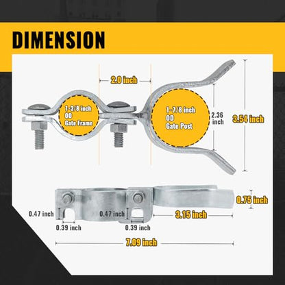VIVIDA 1-3/8" x 1-7/8" Chain Link Gate Latch, Fence Fork Latch for Metal Gates with Padlock Hole, Galvanized Steel, Chain Link Fence Parts, 1 PCS - size: 1-3/8" x 1-7/8" (1 PCS)