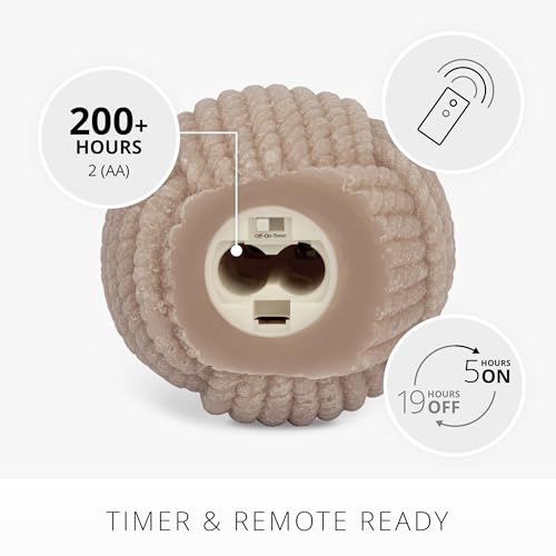 Luminara - Flameless Holiday Crystal Beads Glitter Sphere Candle - Timeless Taupe Rope Ball - Pack of 1-4x4.25 - Auto Timer Built-in 5-Hour Timer - color: Timeless Taupe Rope Ball