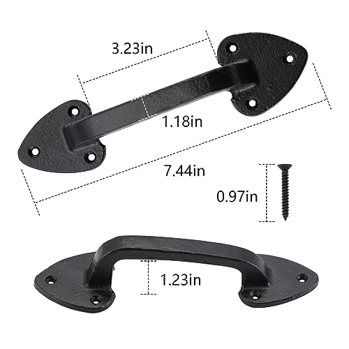 WellMade Barn Door Handles, Black Gate Handle, 7.5 in Rustic Metal Door Pull Handle Hardware for Wooden Garden Gate Shed Cabinet - size: 1 Pack