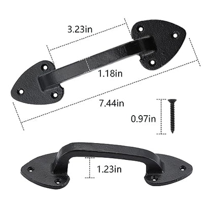 WellMade Barn Door Handles, 7.5 in Gate Handle, Rustic Metal Door Pull Handle Hardware for Wooden Garden Gate Shed Cabinet（Black, 2 Pack - size: 2 Pack