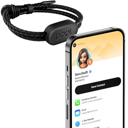 Authentic Patented Popl Bracelet™ (Avoid Fake Knockoffs) - Smart NFC Networking Card - Simply Tap to Exchange Contact Info, Capture Leads, & Manage Contacts (Black Rope Style) - color: Black Rope Style