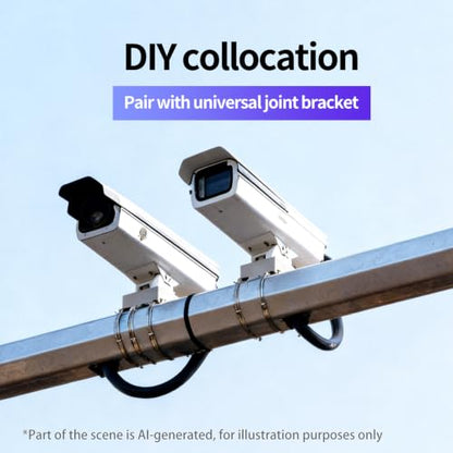 Universal Vertical Pole Mount for Security Camera, White | Solid Metal Bracket with 2 Loops, Suitable for CCTV Cameras LED Wall/Stage Lights Solar Panels, Pole Brackets