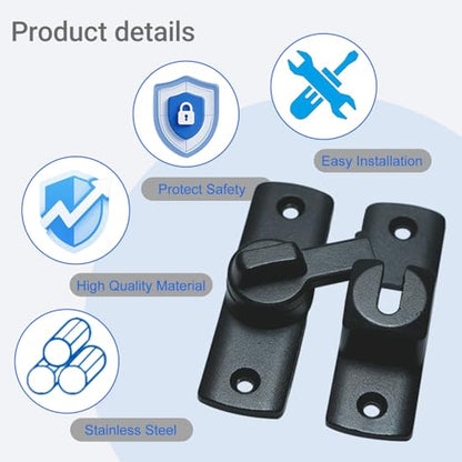 Upgraded Barn Door Lock - 90/180 Degree Flip Door Latch, Protecting Safety Sliding Gate Latches for Barn, Garden, Bathroom, Cabinet, Window, Sliding Door