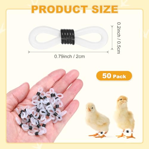 M METERXITY 50-Pack Adjustable Chick Leg Bands, 0.79" x 0.2" Silicone Chicken Leg Brace for Chicks/Ducks/Birds [Black] Poultry Leg Bands
