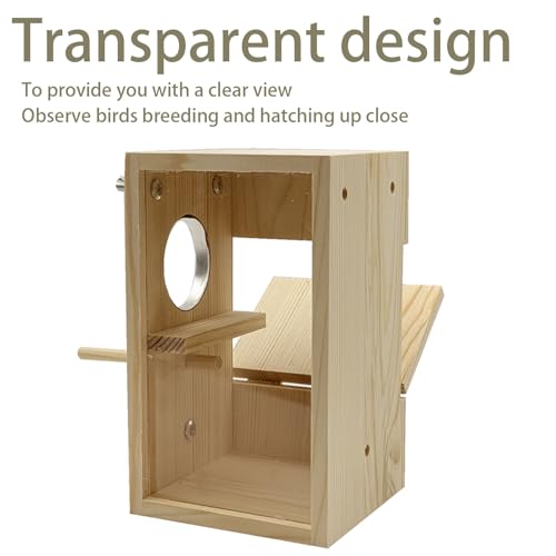 Parakeet Nesting Box Transparent Bird Nest Breeding Box with Perch | 7.87 X 4.72 X 4.72 inch Parrot Mating Box Wood Bird House Aviary for cage (S vertical) - style: S vertical