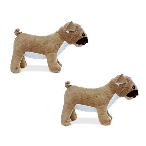 MIGHTY® 2 Pack Farm Animal: Pug Ultra Plush Dog Toys | Multiple Layers & Reinforced Seams , Washable and Floats , Mighty® Construction - color: 2PK Brown Pug