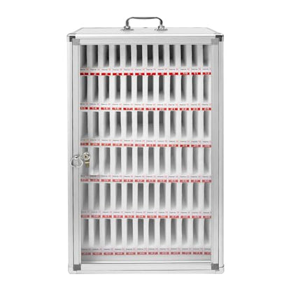 72 Slots Aluminum Alloy Pocket Chart Storage Cabinet,Cell Phones Storage Cabinet,Wall-Mounted with a Locked,Can be Carried by Hand