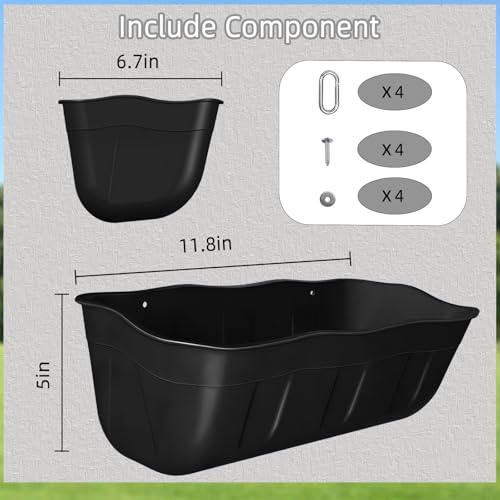 Chicken Feeder Waterer,Hanging Goat Feeders,Feed Trough 3.5 Quart 2 Pack,Hanging Fence Feed Trough for Poultry Livestock,Black - color: Black, size: 3.5 Quart (2 Pack)
