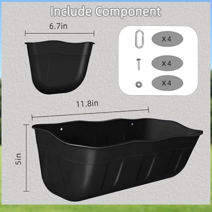 Chicken Feeder Waterer,Hanging Goat Feeders,Feed Trough 3.5 Quart 2 Pack,Hanging Fence Feed Trough for Poultry Livestock,Black - color: Black, size: 3.5 Quart (2 Pack)