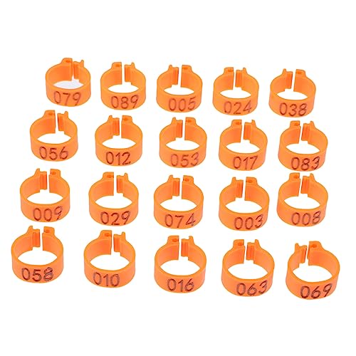 100pcs Pigeon Foot Rings Numbers Bird Leg Bands for Identification Simple Design for Easy Application for Poultry Operations - color: Orange