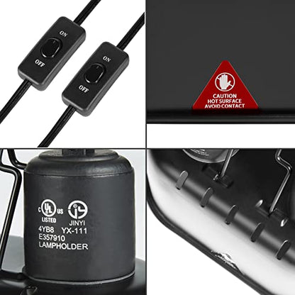 DXOPHIEX Nano Reptile Heat Lamp Max 40W Dual Reptile Light Fixture with Two Independent Switches, UVB Light Fixture Dual Dome Lamp for Bearded Dragon, Turtles, Snake and Lizard Terrarium - size: 7.5inch dual dome