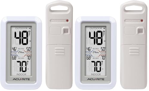 AcuRite 02049 Digital Thermometer with Indoor/Outdoor Temperature,White (Pack of 2) - color: White, size: White Digital (Pack of 2)