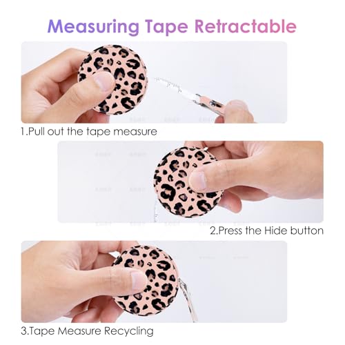 Sewing Tape Measure，Colour Printed Small Retractable Soft Measuring Tape for Tailor Cloth Fabric Body Measurements. - color: Leopard Print