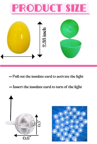GiftExpress 150 Pcs Plastic Glow in the Dark Easter Eggs Non Electronic & 150 Mini Flashing Light Balls Standalone, Preinstalled Batteries – Two Separate Accessories for Glow Easter Egg Hunt