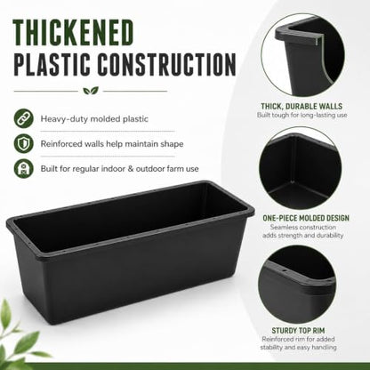 4 Pack 12 Gallon Rubber Feed Pan, 39 Inch Plastic Feeding Trough | Heavy Duty Molded Plastic Design for Horse, Goat, Pig And Livestock Use, Durable Square Design For Farm Feeding Tasks - size: 38.9 × 12 × 7.2 in