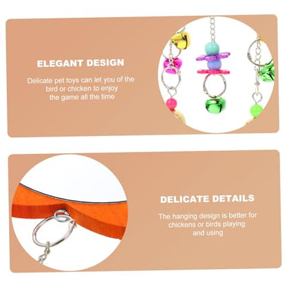 1Pc Chicken Mirror with Bells Hanging Mirror for Pet Birds for Cages and Easy to Install Chicken Coop Accessory