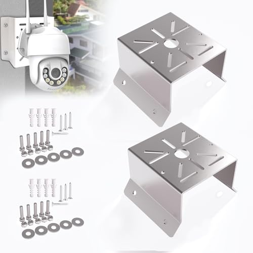 Security Camera Corner Mount, Stainless Steel Bracket, 2 Pack | For CCTV LED lights solar panels, 4 in wide devices, 16 gauge nonmagnetic, hardware included - color: 2 PACK
