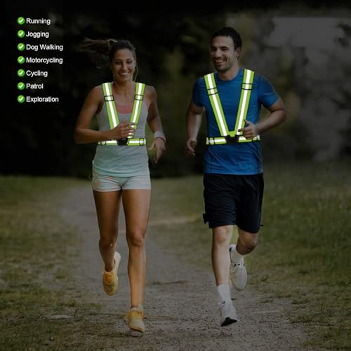 Reflective Vest Running Gear, 2Pack High Visible Safety VES for Cycling Jogging Running Walking, Adjustable for Men Women - color: Green+Pink